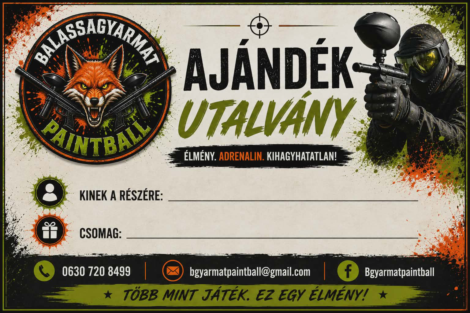 Bgyarmatpaintball ajándékutalvány